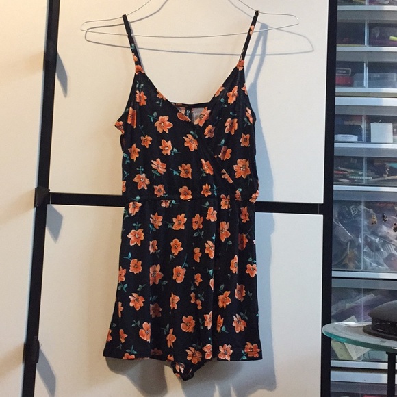 H&M Pants - H&M black floral romper